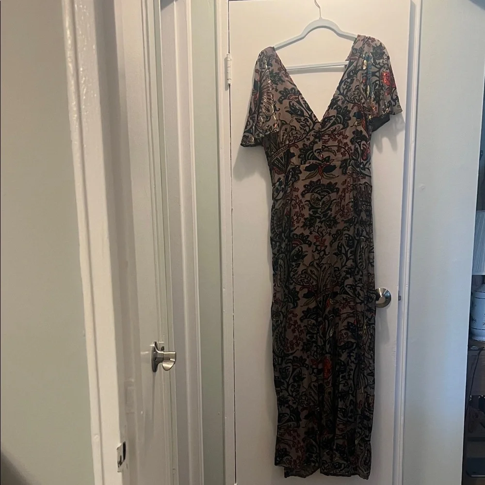 Nasty Gal Paisley Devore Angel Sleeve Jumpsuit - Picture 2 of 6